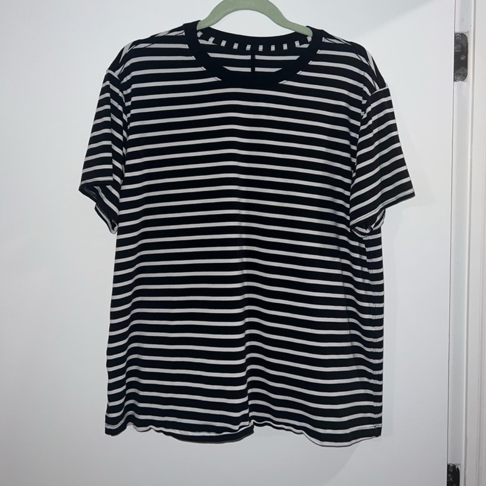 Lululemon All Yours T Shirt, size 8, black and white striped.